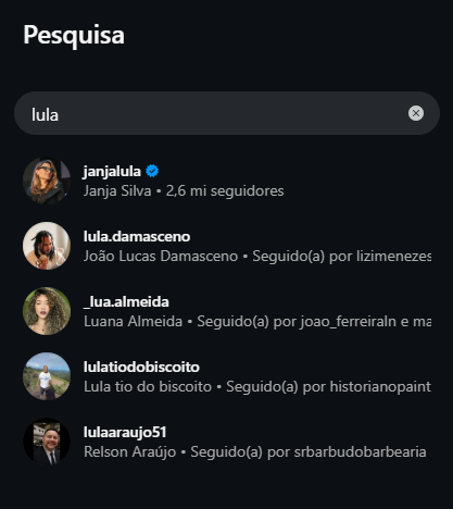 Desaparecimento misterioso: Perfis de Lula e políticos de esquerda desaparecem das pesquisas do Instagram; saiba o motivo