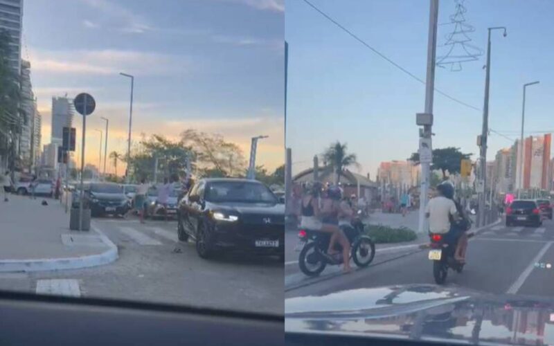 Cidadão é atacado por motoqueiros ao exigir respeito à travessia de pedestres na Avenida Beira-Mar